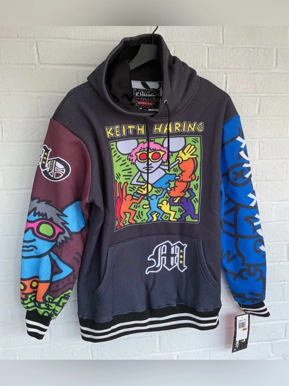Keith Haring Members Only Andy Mouse Art Pullover Hoodie Men's Size Small